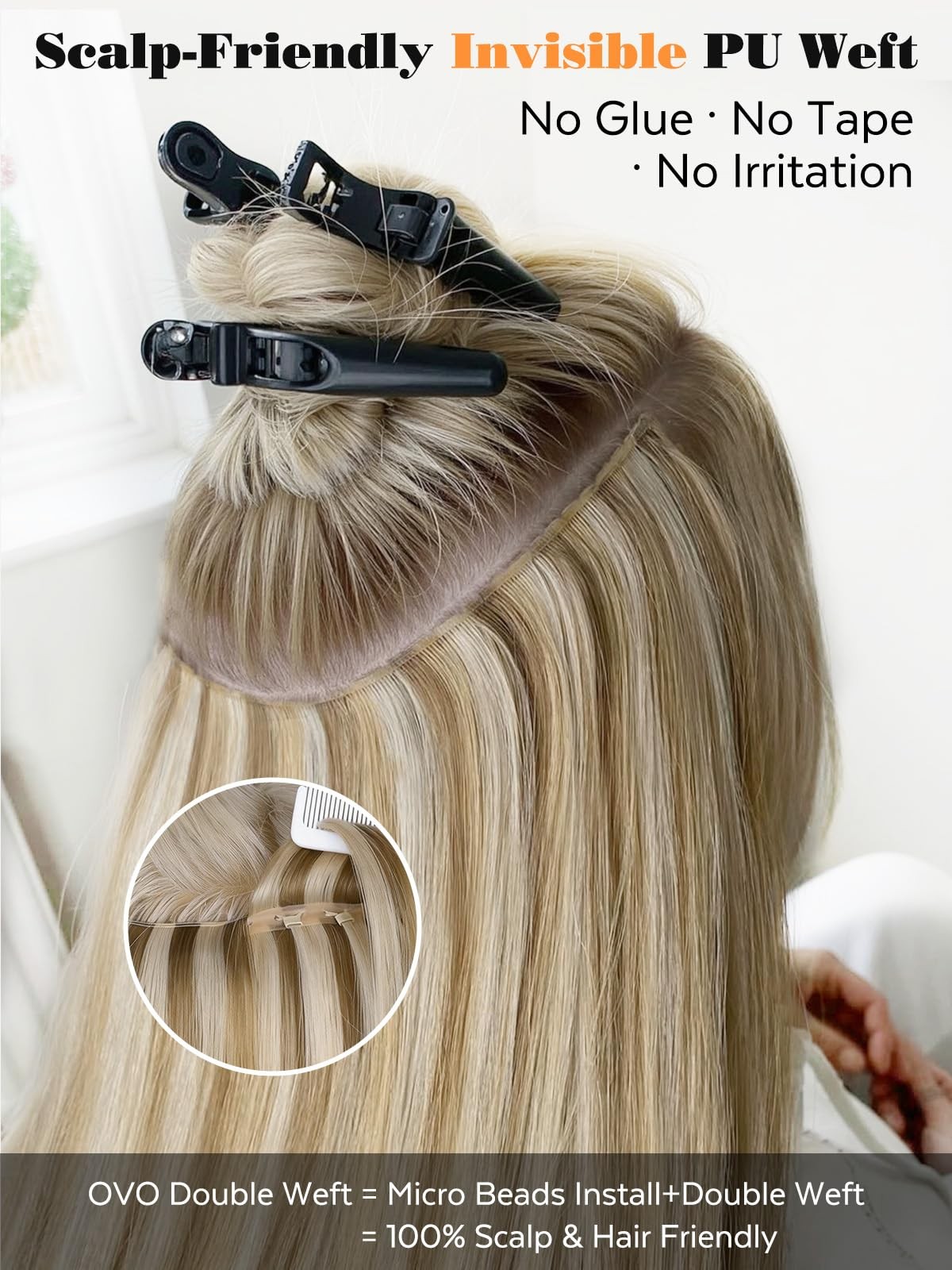 Lady Miranda 18 Inch 8Pcs 100G Ovo Butterfly Hair Extensions Real Human Hair