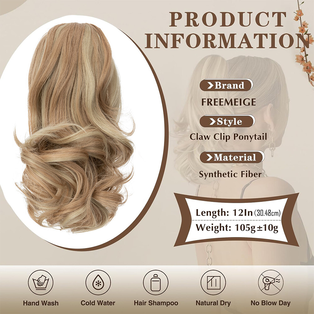 Lady Hairpiece 12″ Real Claw Ponytail Clip In Hair Extensions Pony Tail As Human