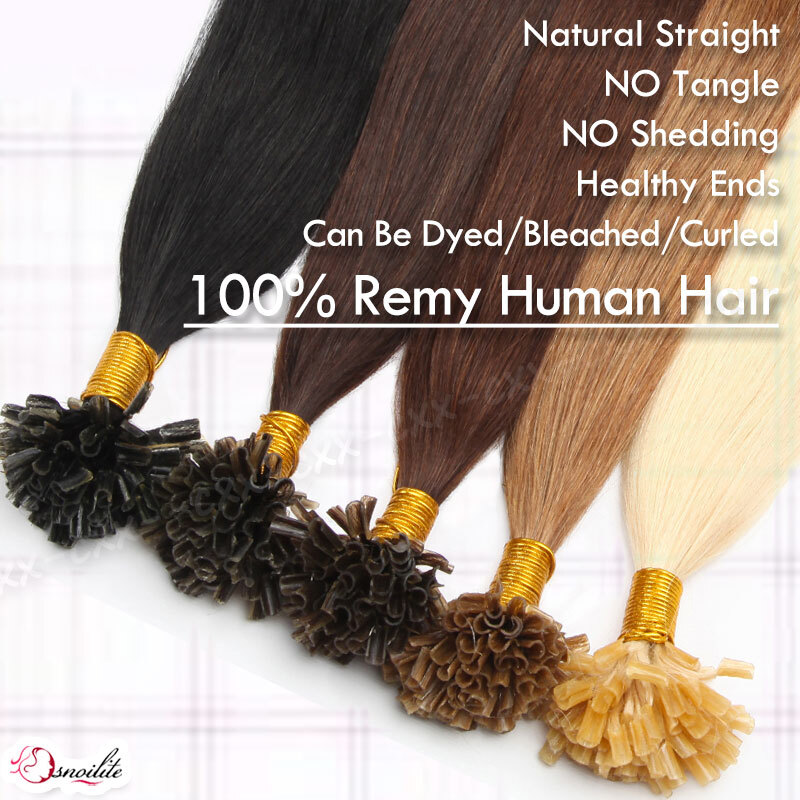 100G Pre Bonded Glue U Nail Tip Keratin Fusion Remy Human Hair Extensions 200PCS