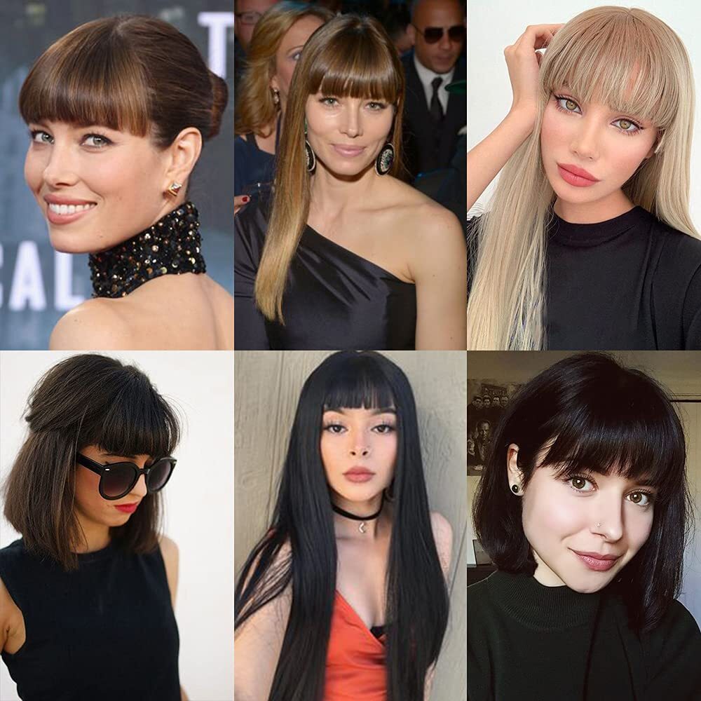 Clip In Human Hair Bang Wispy Air Bangs Front Fringe Clip in Hair Extensions US