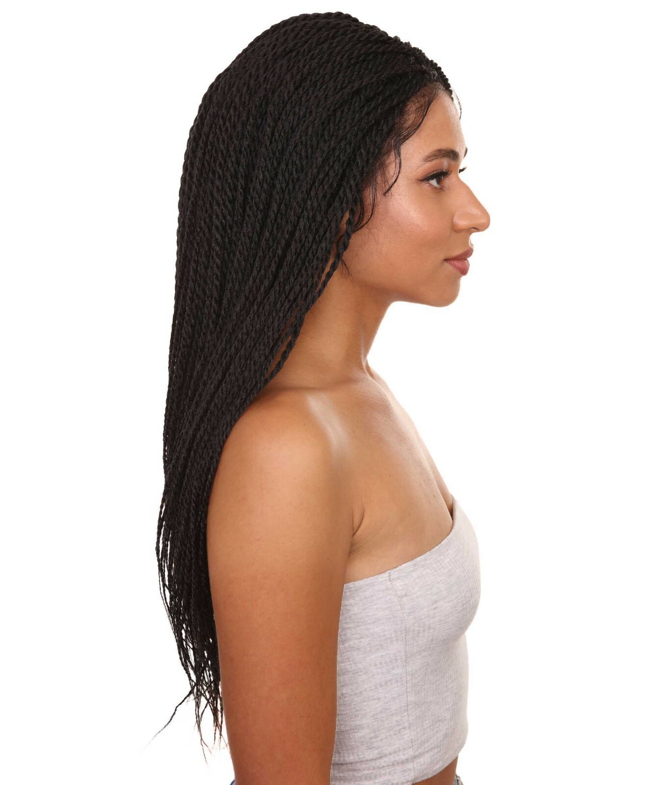 LUXLUXE Uyai Straight 23 Inch 4X4 Hand-Tied Lace Braided Wig,BLT-0122, Black