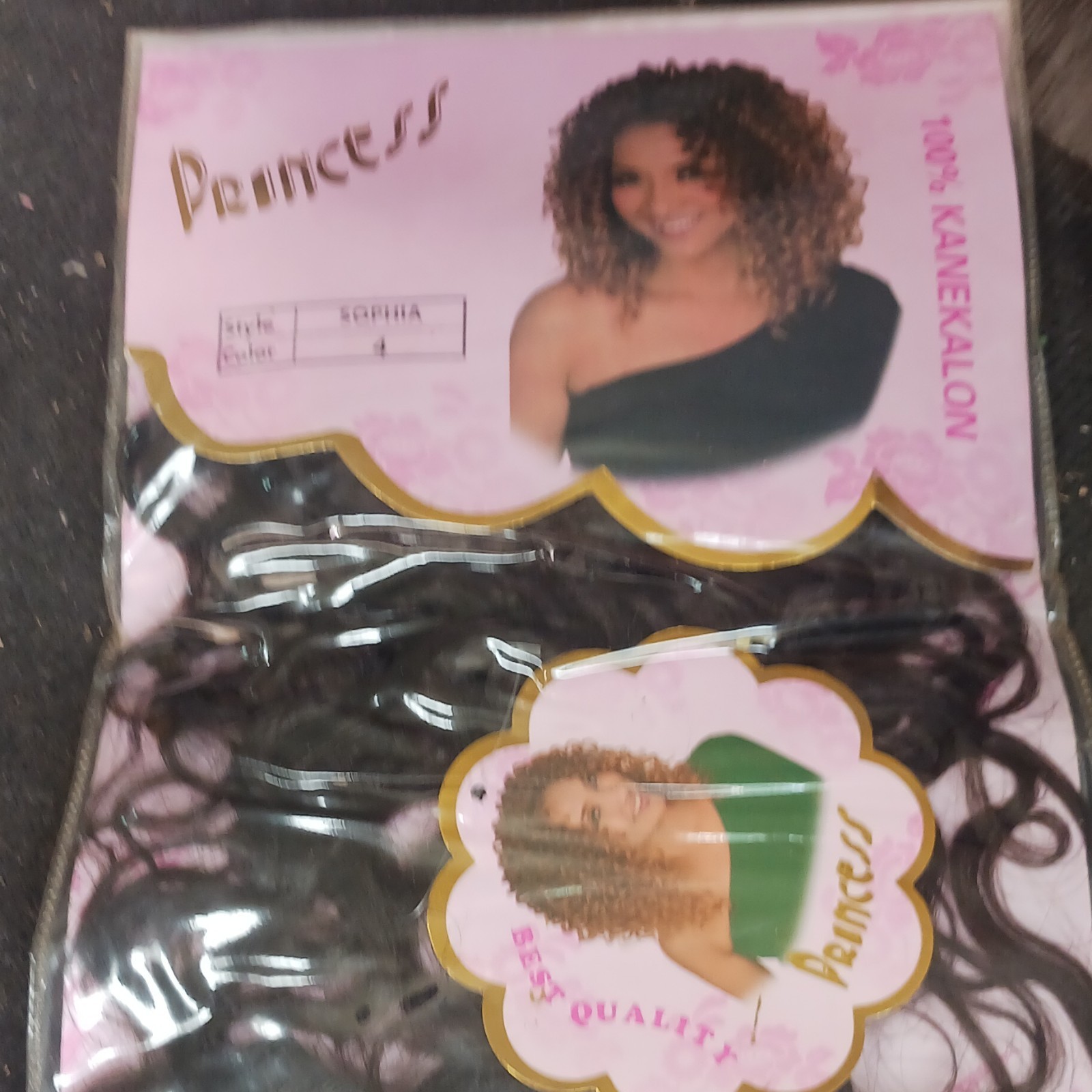 Princess Synthetic Kanekalon Weft Hair Extension 4in Black Curly SOPHIA