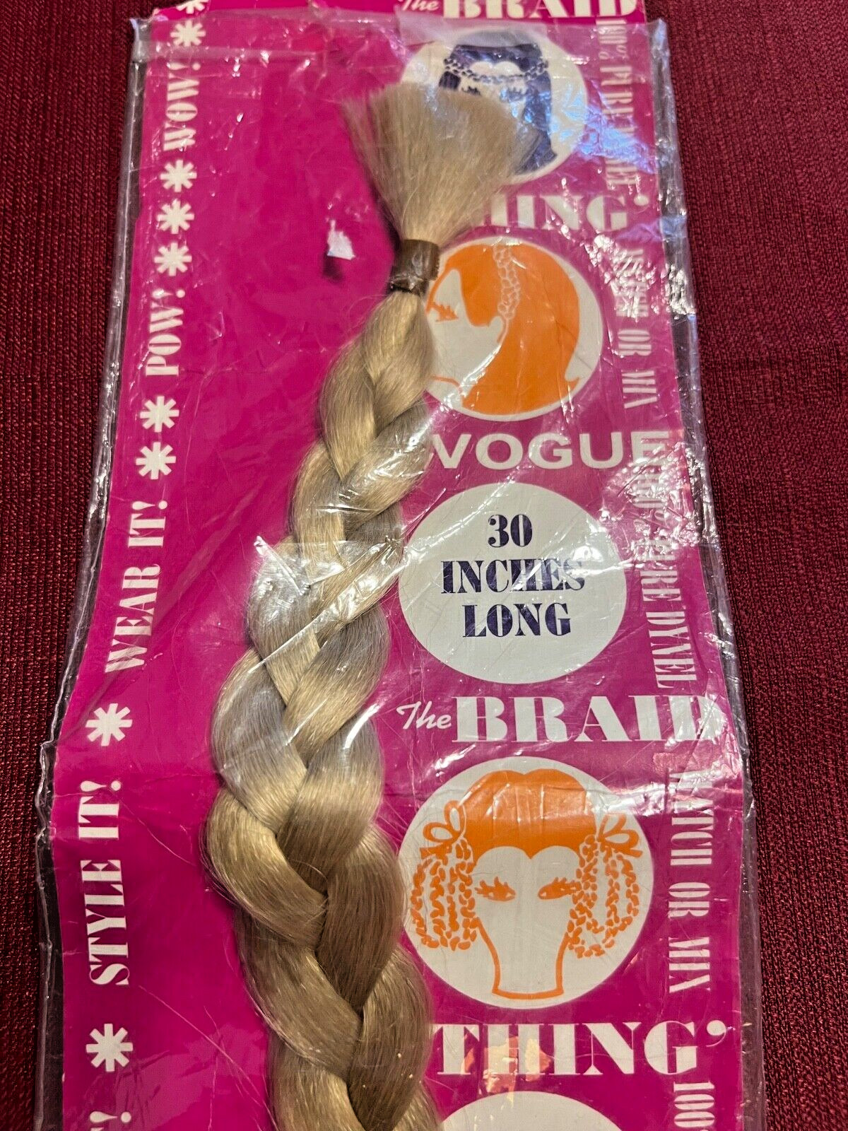 Vintage 1960s Vogue DYNEL ‘The Braid Thing’ Hair Piece 30” Braid Blonde NIP NOS
