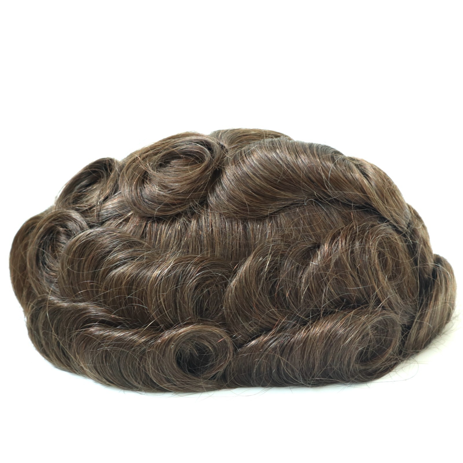 Mens Toupee Human Hair Replacement System French Lace Poly Skin Hairpiece Q6 #4