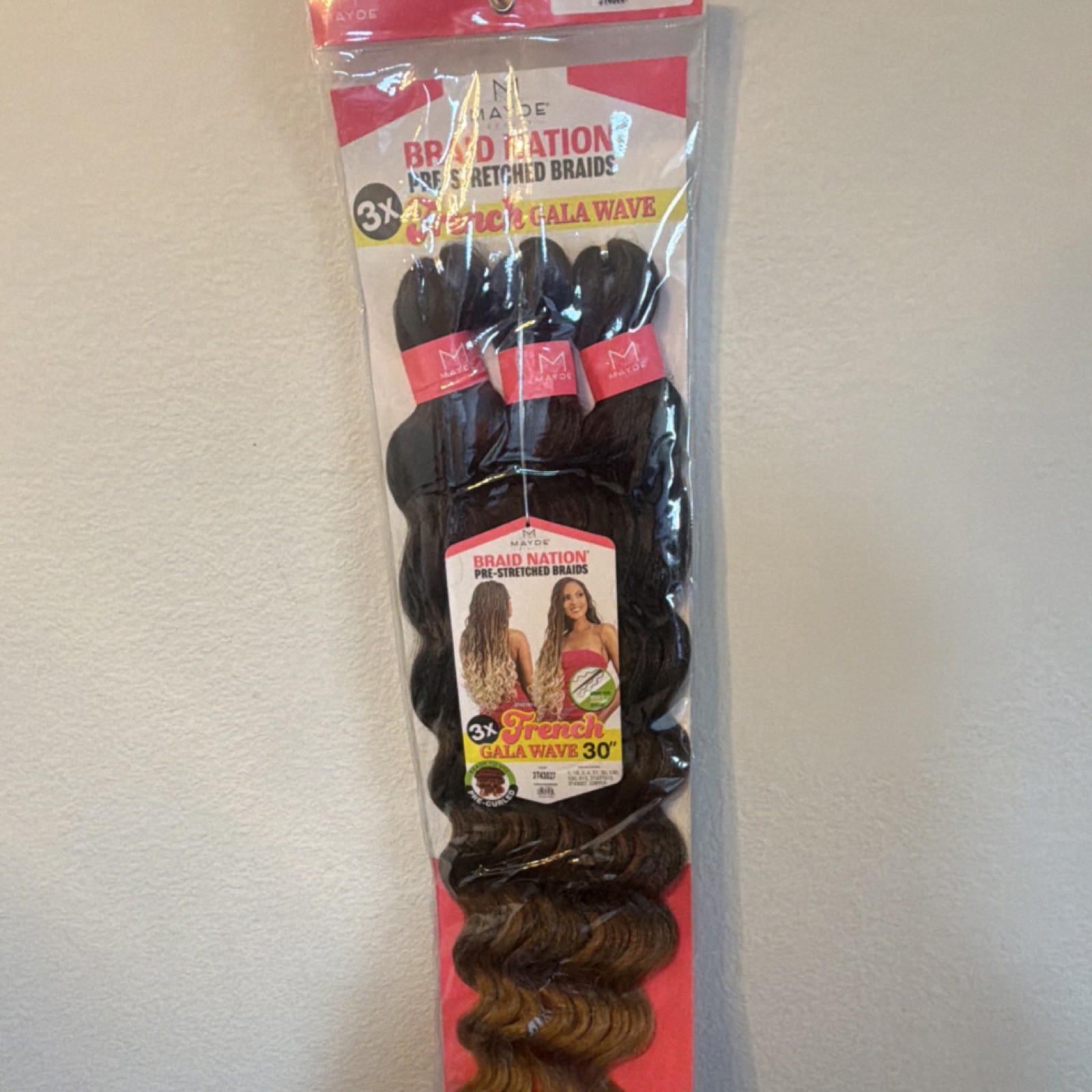 Mayde Braid Nation French Gala Wave Pre-Stretched Synthetic 3X 30″ Hair