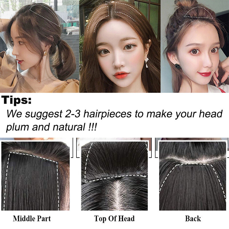 One Piece Short Clip In 100% Remy Human Hair Extensions Toupee Base Hair Pad T17