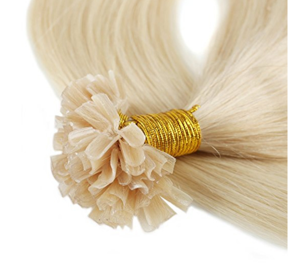 NAIL TIP hair extensions human remy keratin bonded U tip 16″ 18″ 20″ salon grade