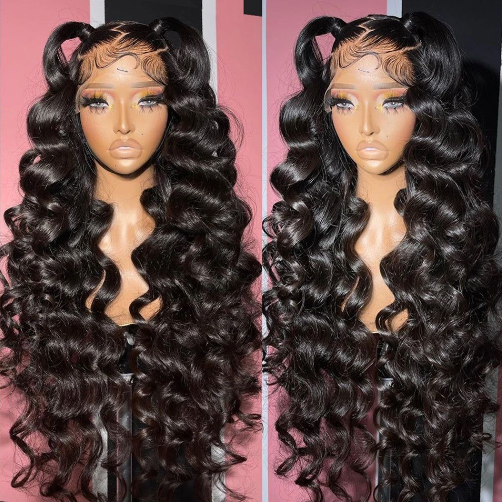 Curly Black Color Lace Front Wigs Deep Wave 13×4 Free Part Glueless Pre Plucked