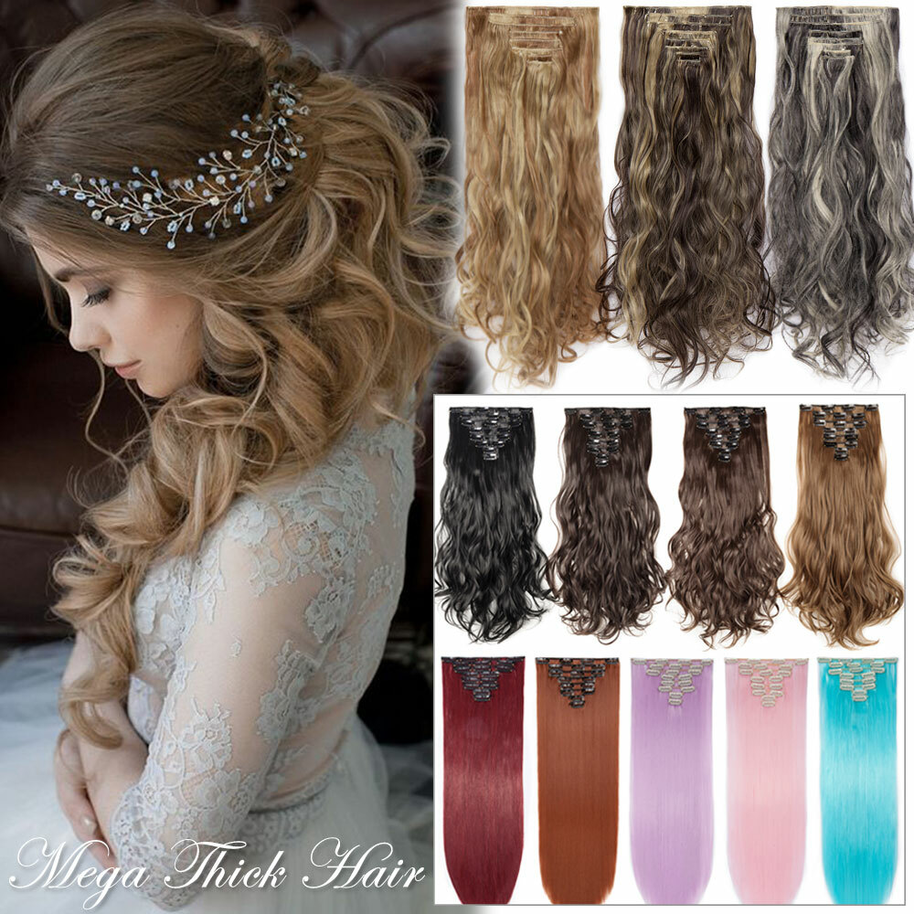 Smooth Clip In Hair Extensions Long Wavy Full Head 8Pcs fashion Hair Extention H