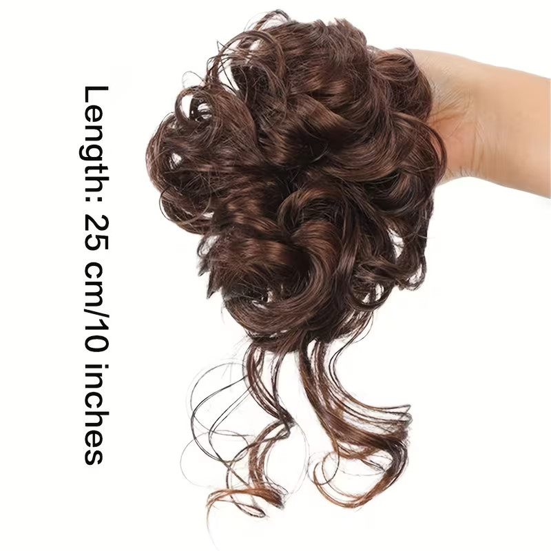 Messy Bun Hair Piece Tousled Updo Hair Extension Elastic Rubber Band Curly Wavy