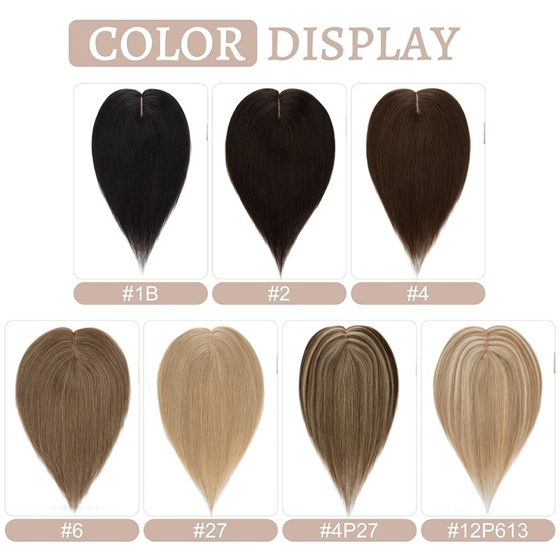 100% Remy Human Hair Women’s Topper Clip In Hairpiece Lace Base Hand tied Toupee