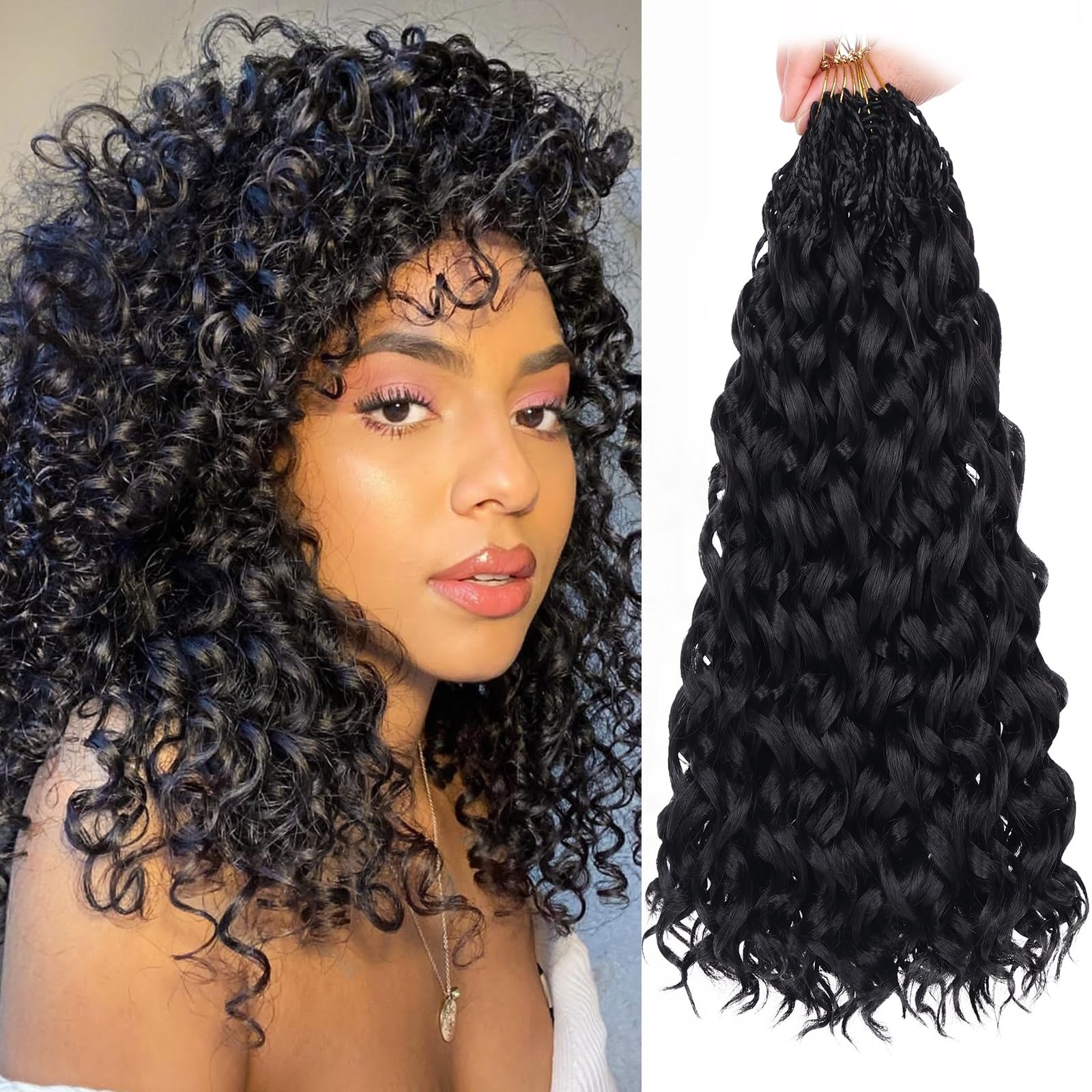 Gogo Curl Crochet Hair 12 Inch 8 Packs Black Ocean Wave Crochet Hair Pre Loop…