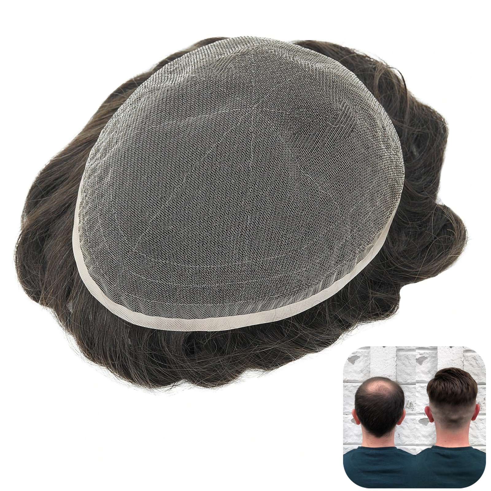 Breathable Men’s Toupee Full French Lace Base | Men’s French Lace Hairpieces