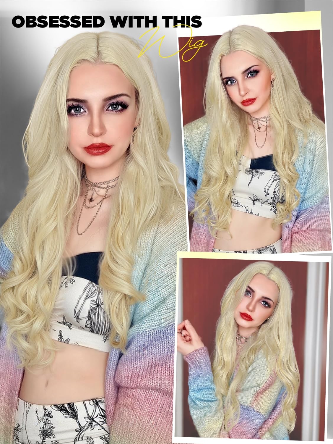 Blonde Wigs for Women and Girls Long Wavy Sun-kissed Blonde Wig 26 Inch Color…