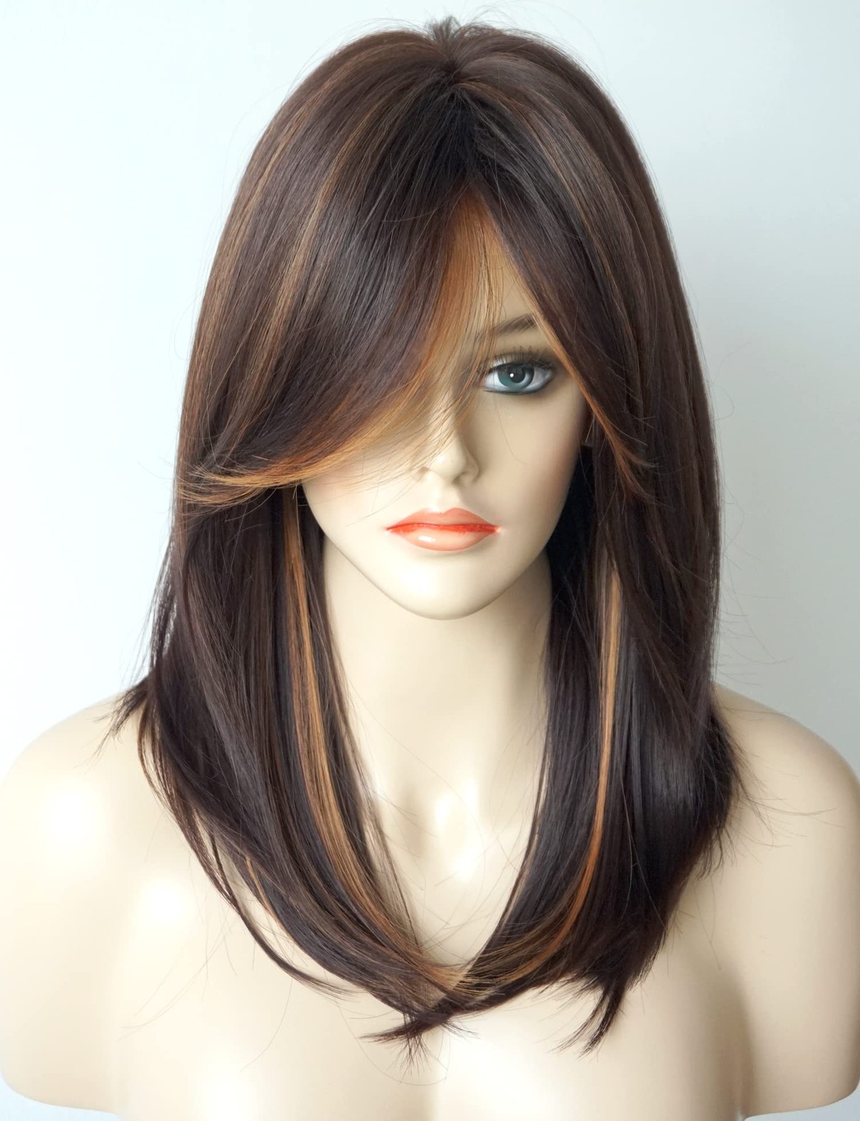 womens wigs for white women Medium Length wig Layered Wigs Light Brown Color …