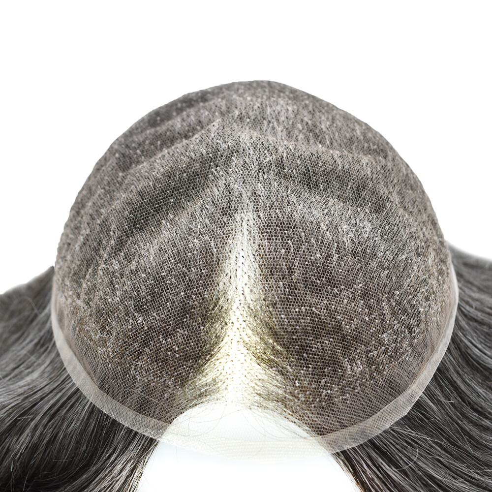 Mens Toupee Hair Replacement System Full French Lace Hairpiece Wig for Men US