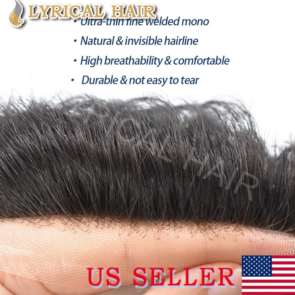 Lyrical Hair Mens Toupee Welded Mono Lace Front Human Hair Piece Replacement Wig