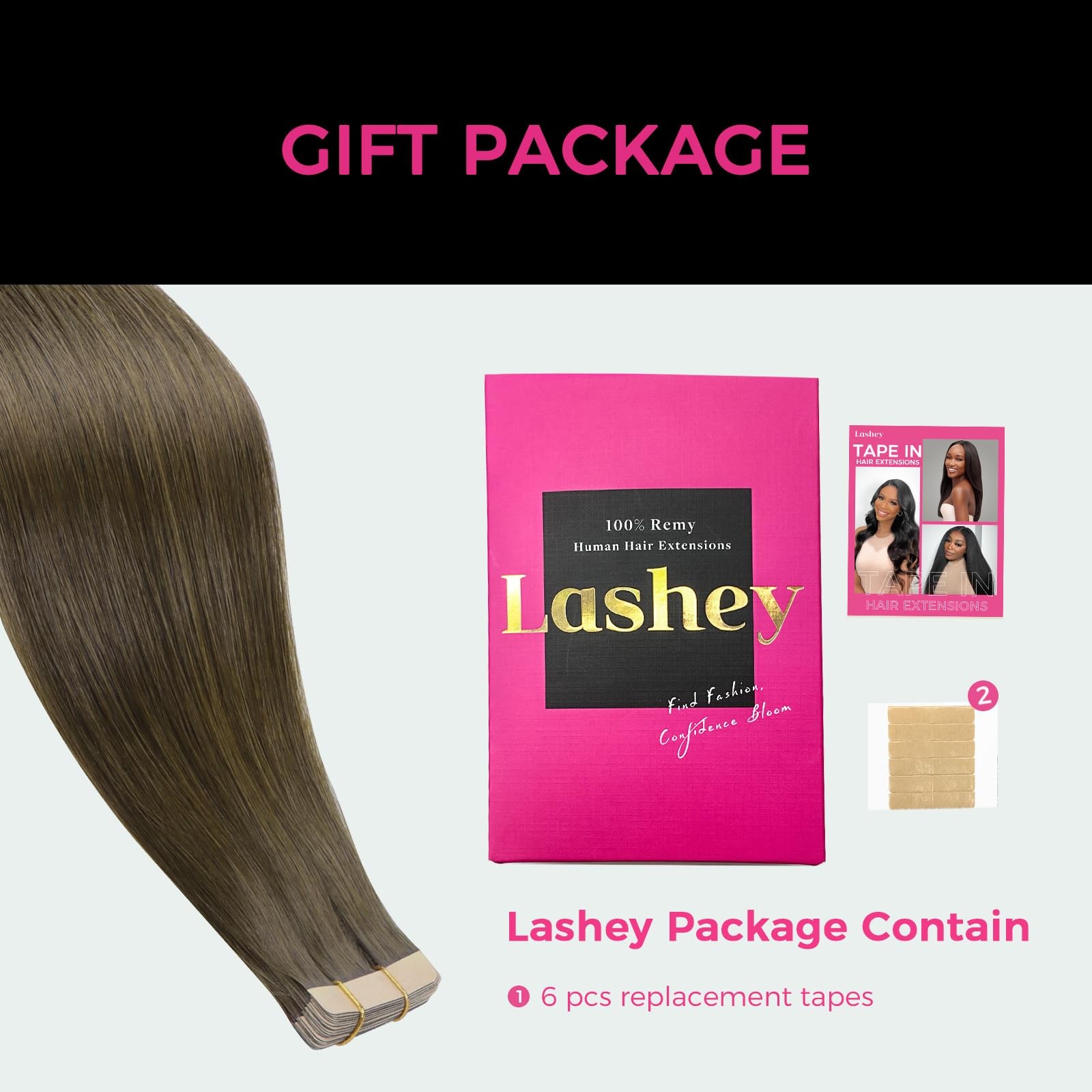 Lashey Tape In Hair Extensions Human Hair 50G 20Pcs 22 Inch Chocolate Brown