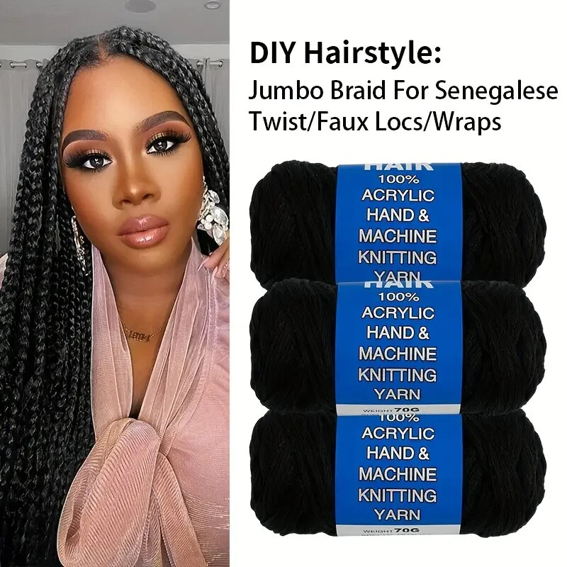 3 Rolls Brazil Brazilian Wool Hair Yarn for Braiding and Weaving.