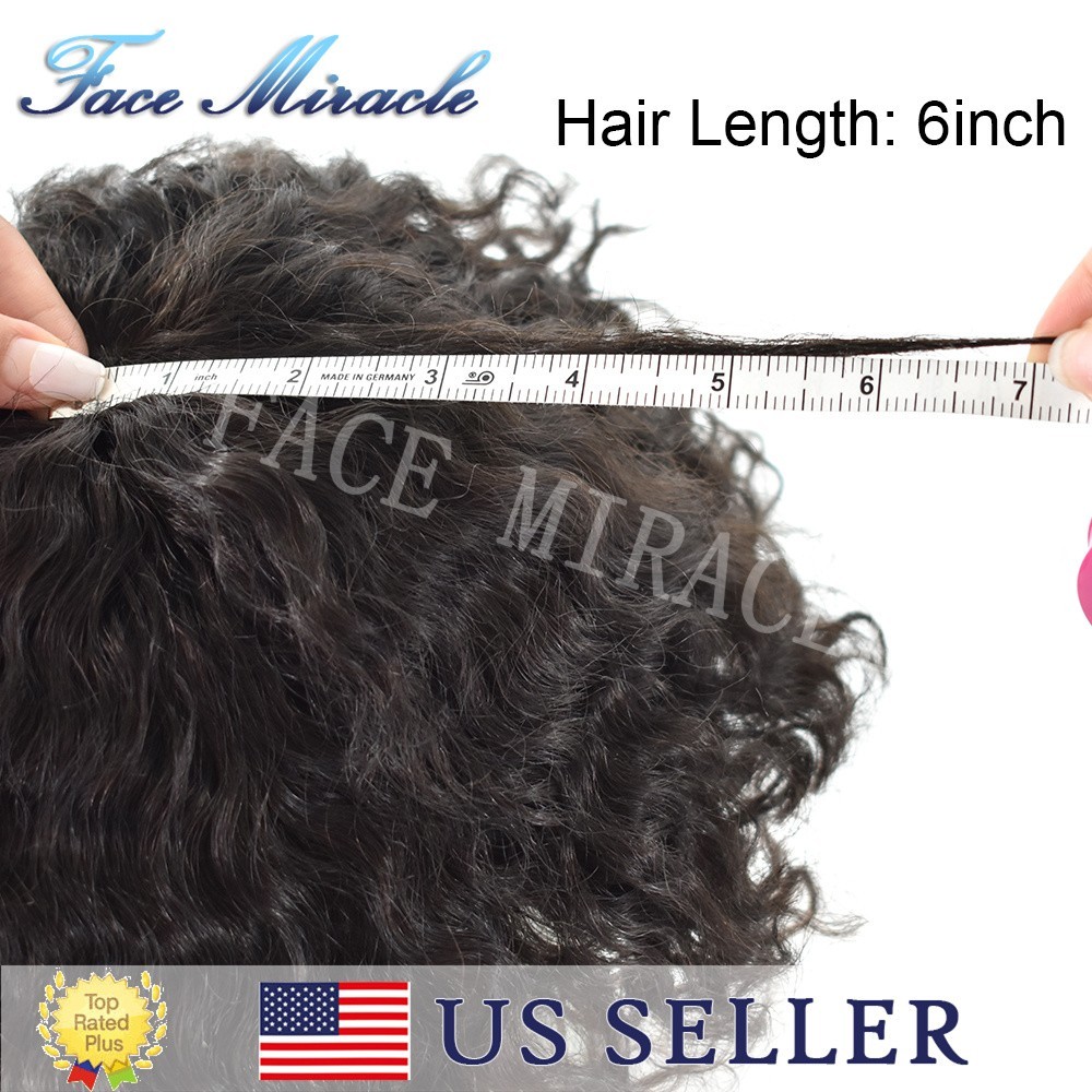 Afro Curl Mens Toupee Brazilian Human Hair Units for black Men Curly Wavy Wigs