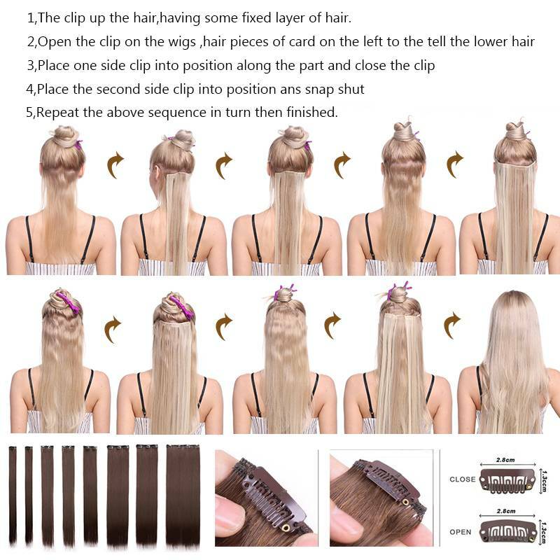 Bulk Colours 8 Pieces 18 CLips In Hair Extensions Thick As Human Curly Straight
