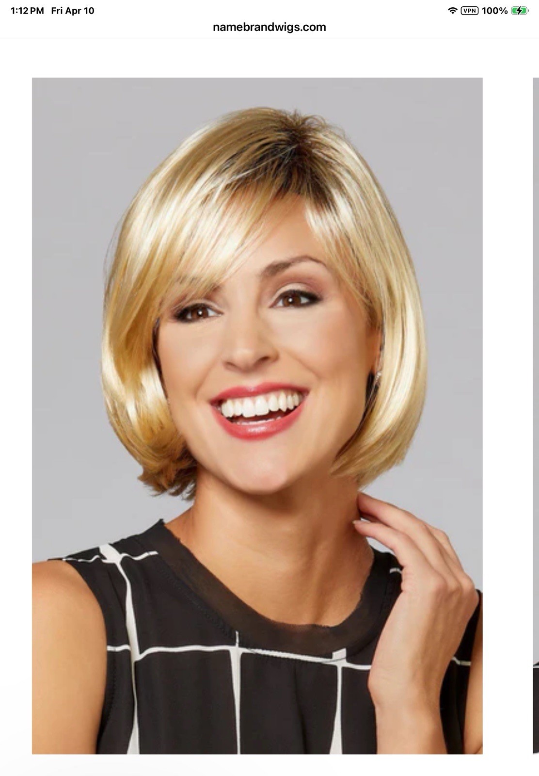 Henry Margu Jayde Bob Wig In 5H Dark Brown With Strawberry Highlights NWT
