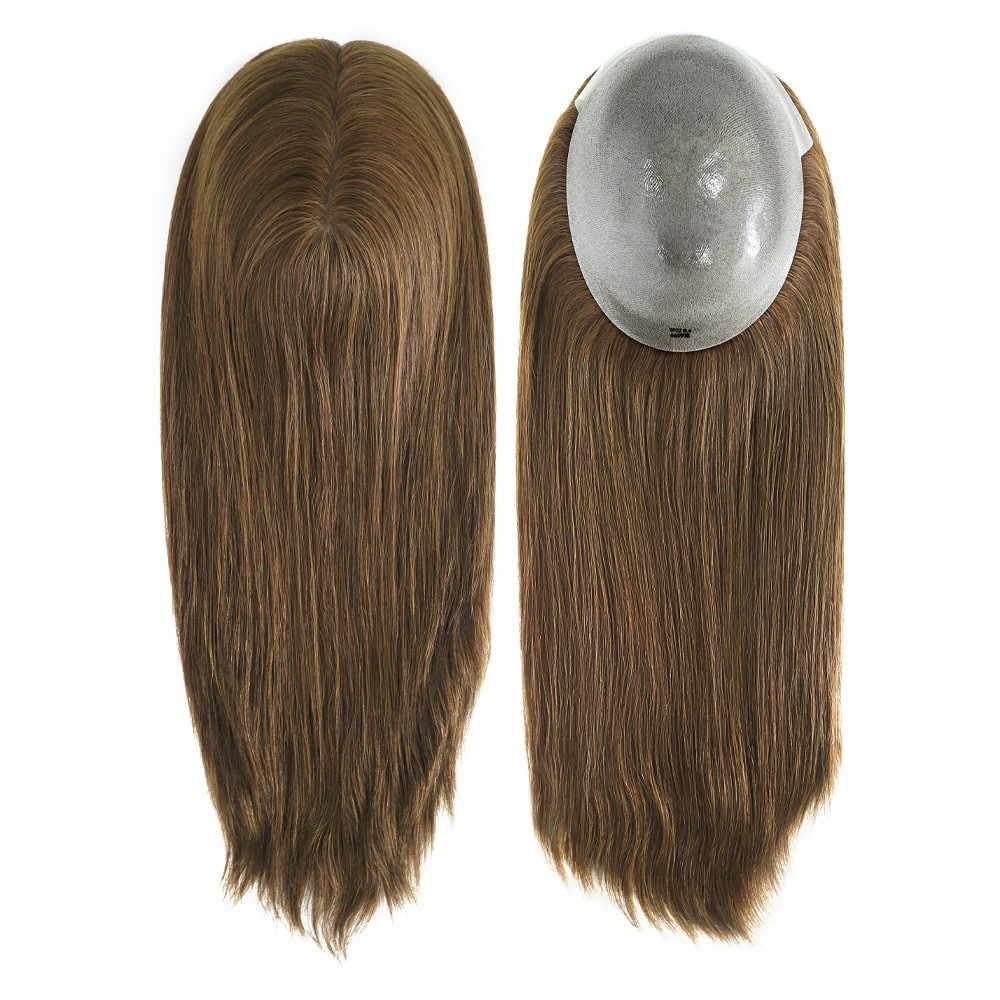 Women Topper Top Piece Wigs All Poly Skin Systems Brazilian Hai Remy Hair Pieces