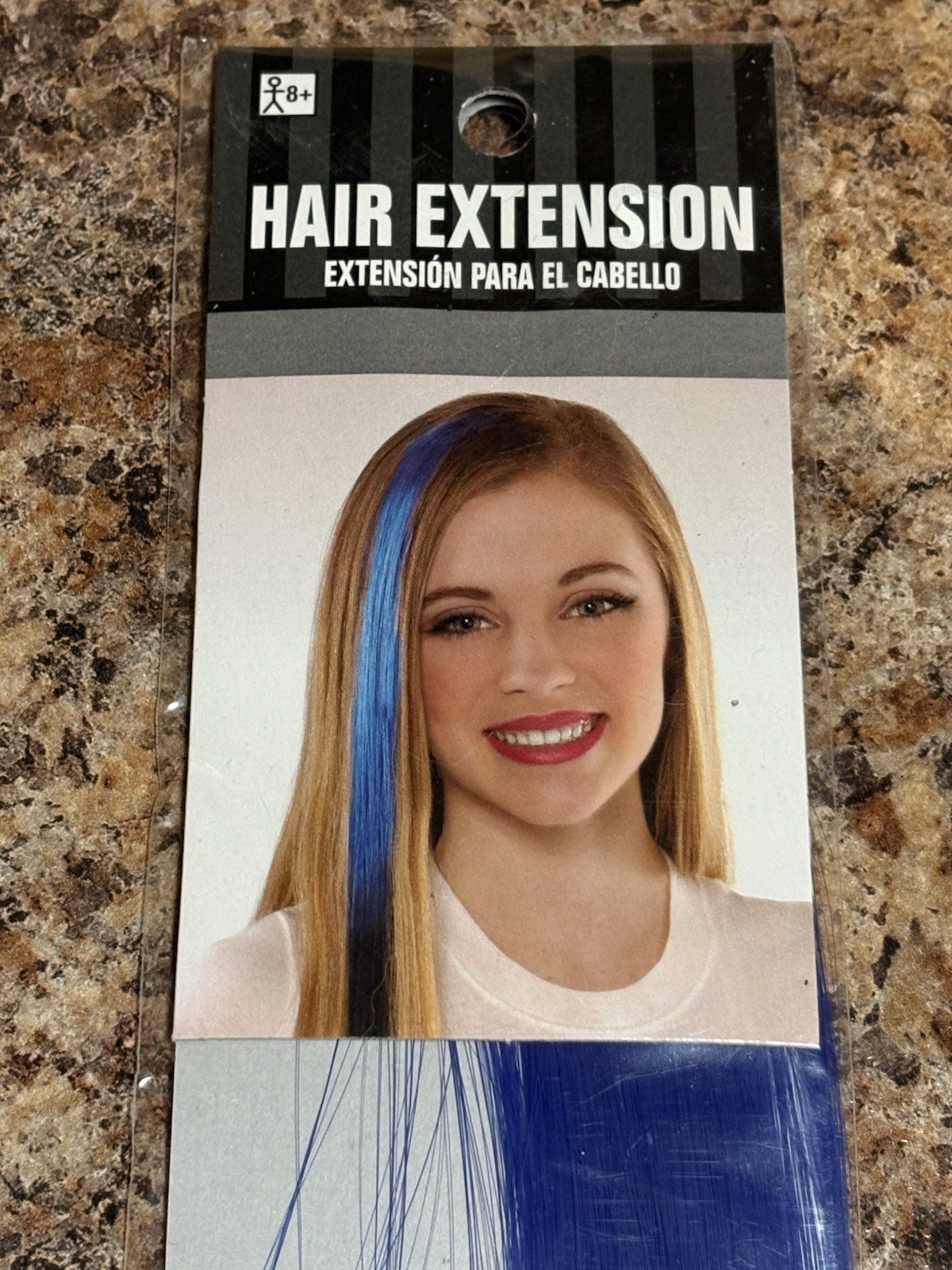 Hair Extension Clip On Blue & Black Ombré Highlight Strip Halloween, Sports