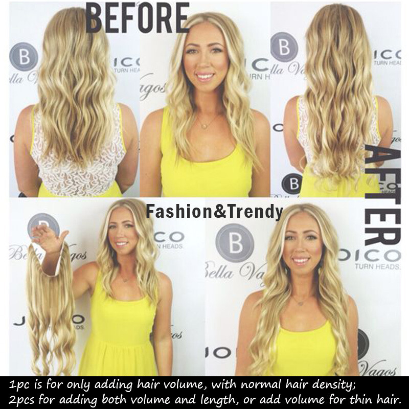 Wire-In 100% Human Hair Extensions Hidden Invisible Band THICK Highlight Weft US