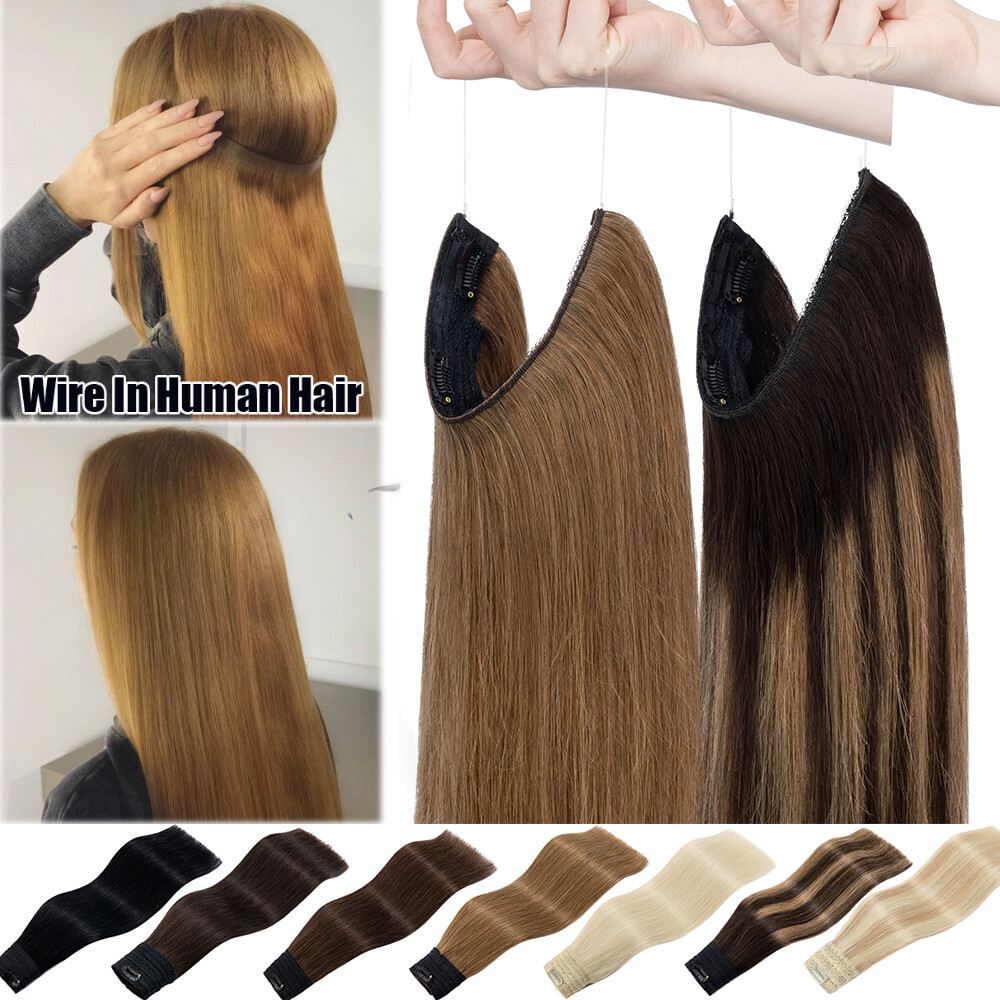 120G Clip In Wire Hair Extensions 100% Remy Human Hair One Piece Secret Headband
