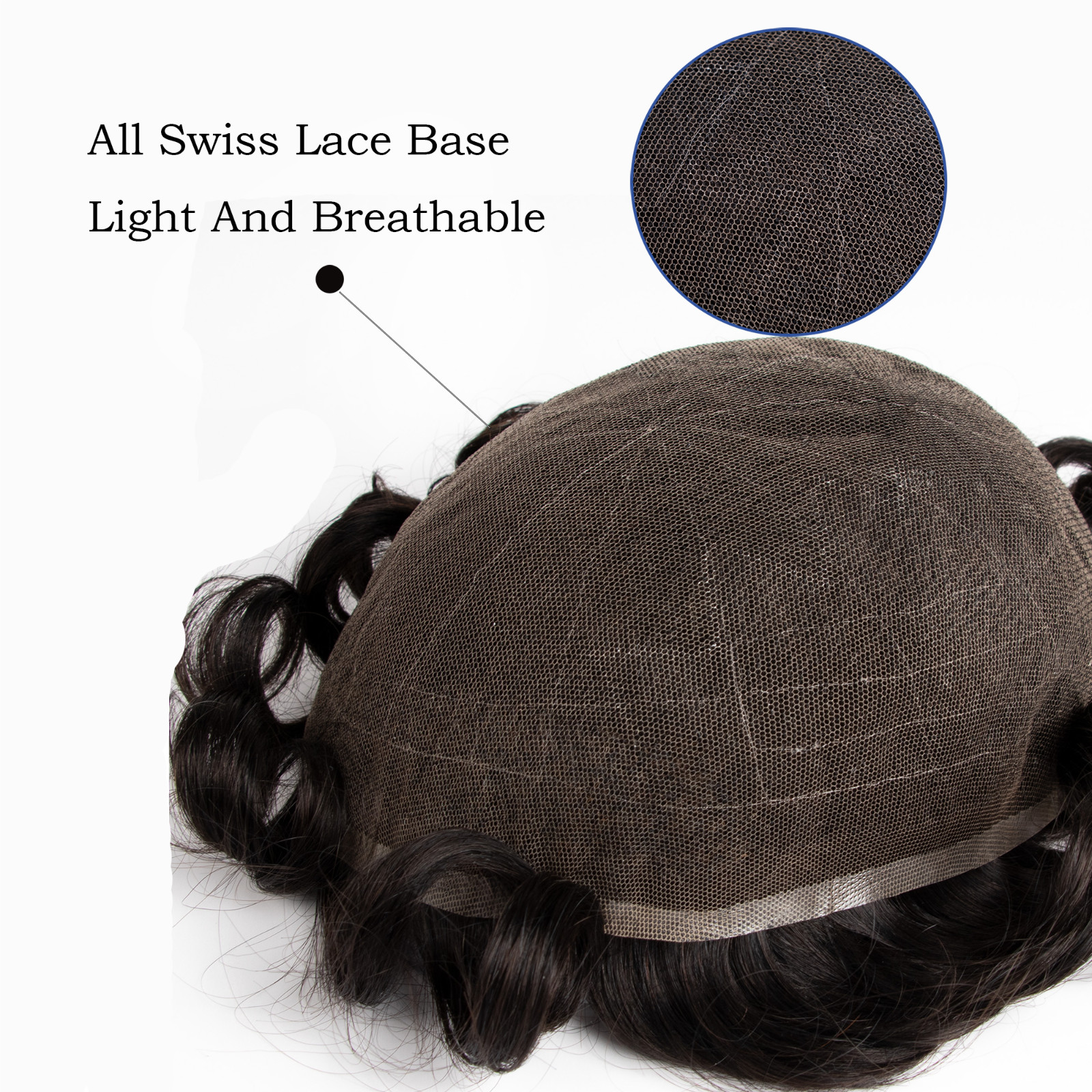 GEX Toupee For Men All Swiss Lace ToupeeHuman Hair Replacement System Hairpieces