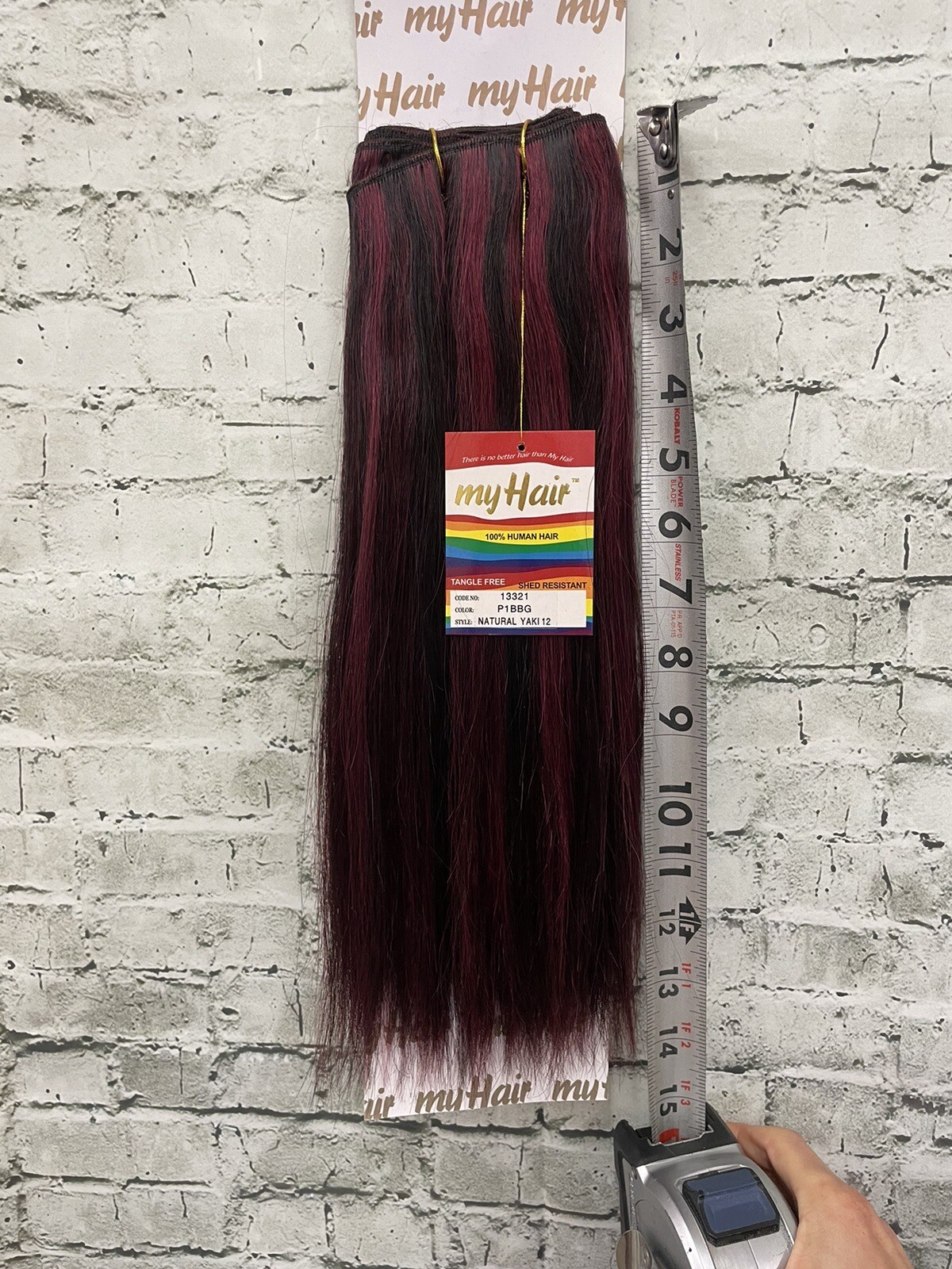 MY HAIR #P1B/BG 100% Human Hair Weaving extension 14″ NWT Off black/Burgundy