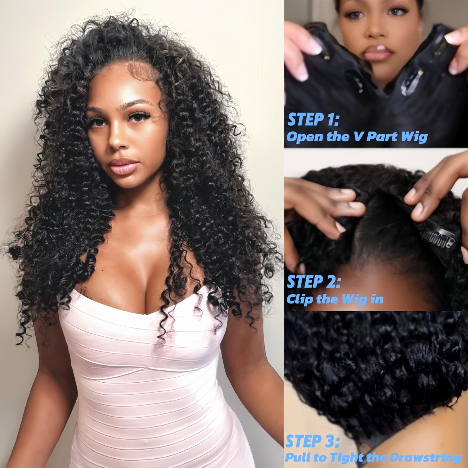 Mylene Hair V Part Wig Human Hair Curly Upgrade Glueless Wigs Human Hair U Part
