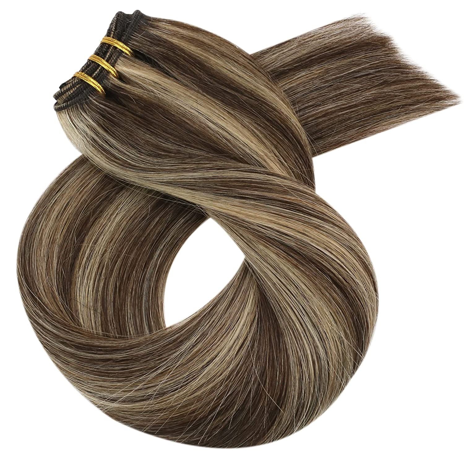 Sew in Weft Human Hair Extensions Premium Russian Remy Hair Weaves Fashion Color