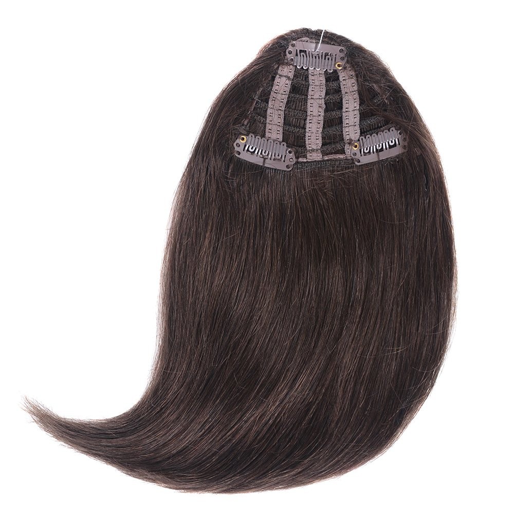 8″ Invisible Side-Swept Hair Bangs Clip In Topper 100% Human Hair Extension