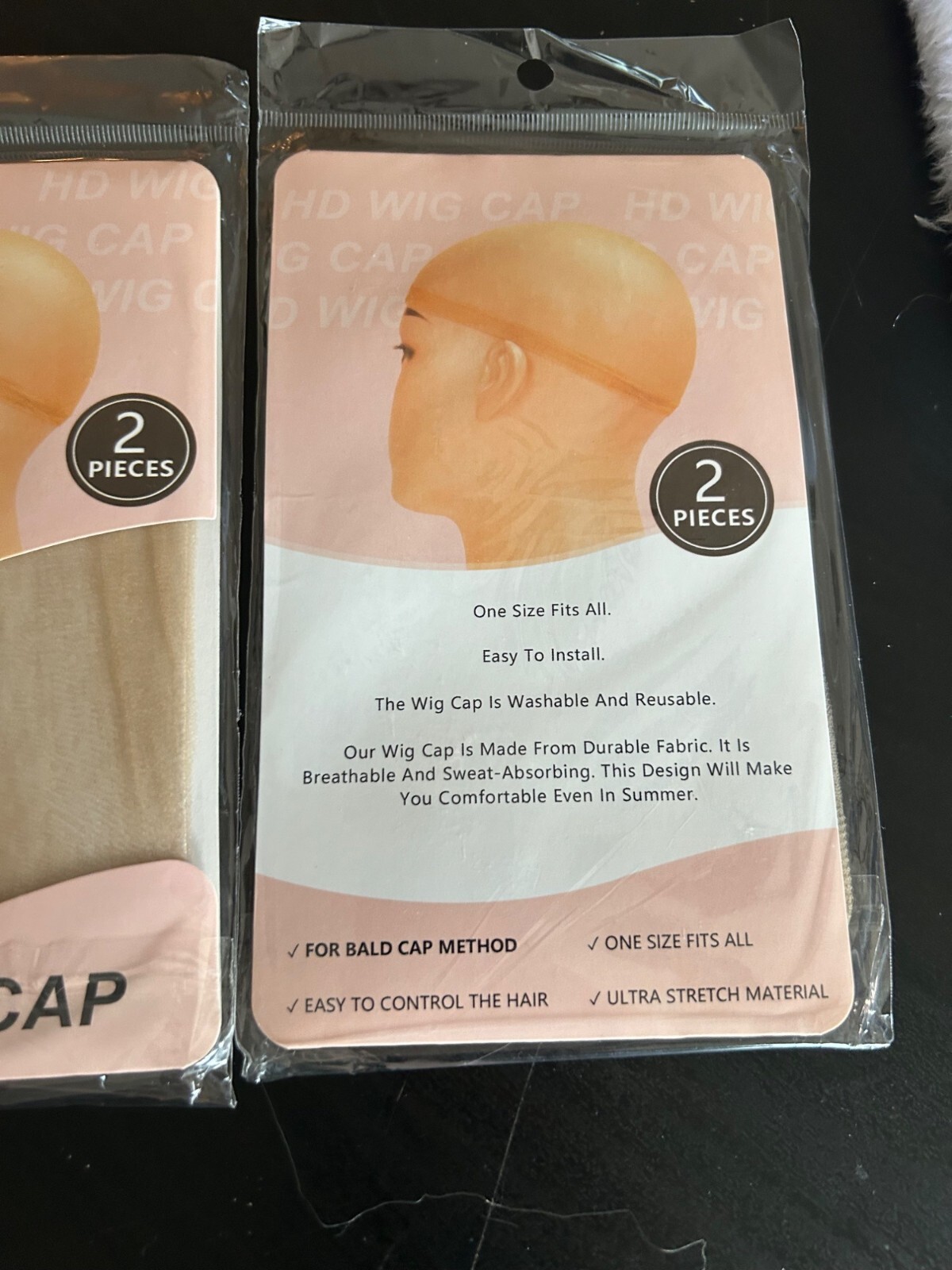 Wig Cap 2-Piece Set Ultra Stretch Breathable Reusable Bald Cap Method One Size