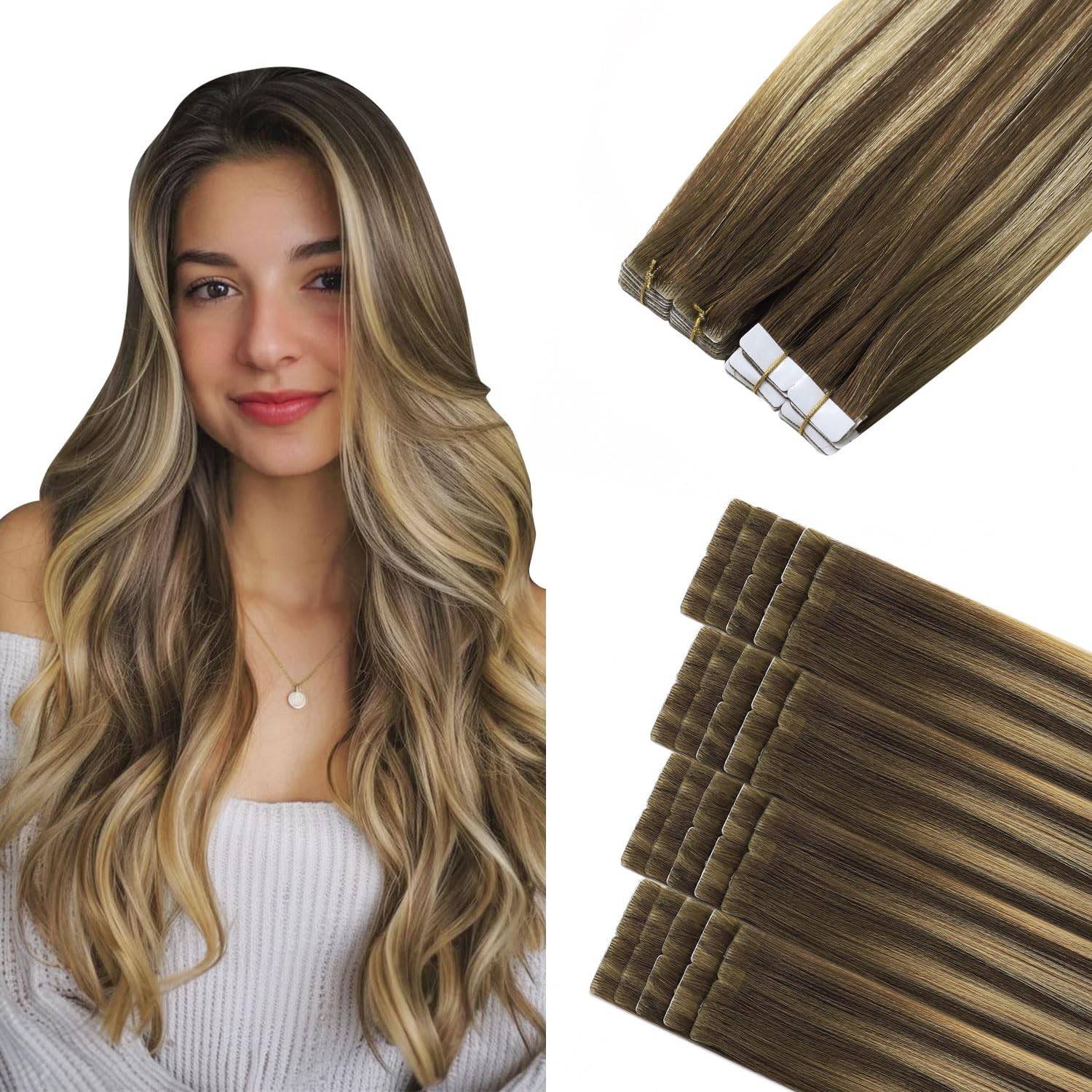 Invisi Edge Tape in Human Hair Extensions 14 Inch 40g 20pcs Medium Brown #4