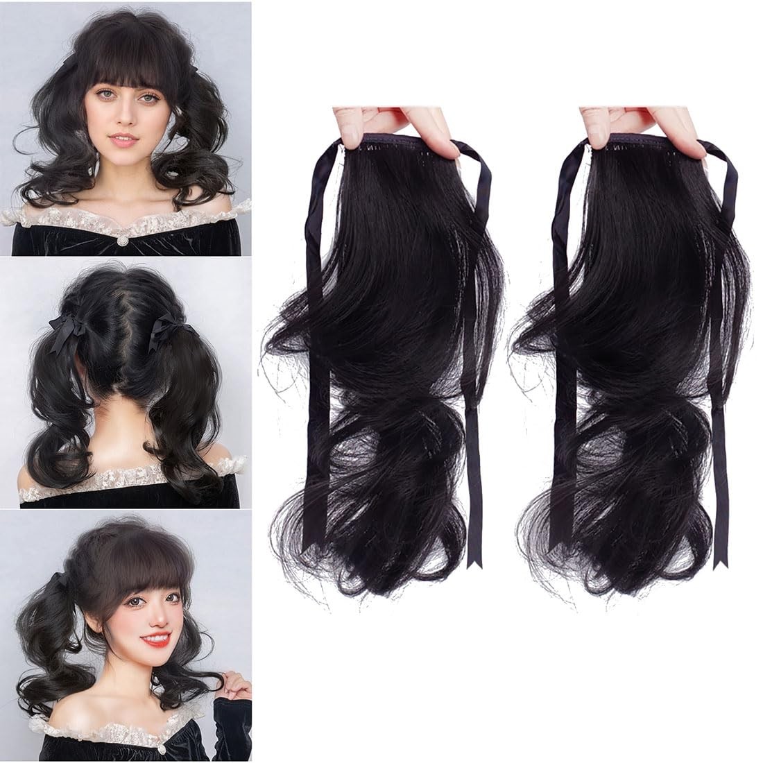2Pcs Short Wavy Ponytail Hairpiece Light No Pressure Synthetic Hair Extension…
