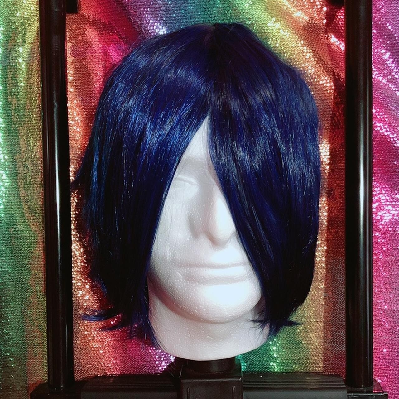 HEAT RESISTANT Dark Blue Black Fusion EPIC COSPLAY Short Wig SHIPS FAST from USA
