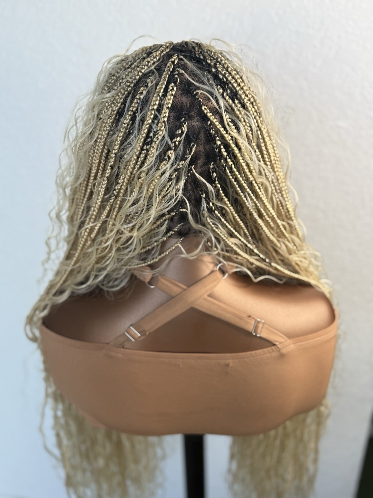 Braided Lace Front Wig Blond Dark Brown Wavy Free-Part 21-30in Women Synthetic