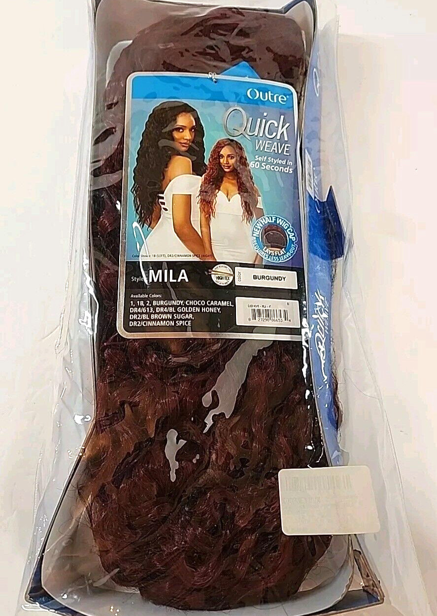 NEW Outre QUICK WEAVE Half Wig Quick Style Burgundy Red Brown Body Wave Hair