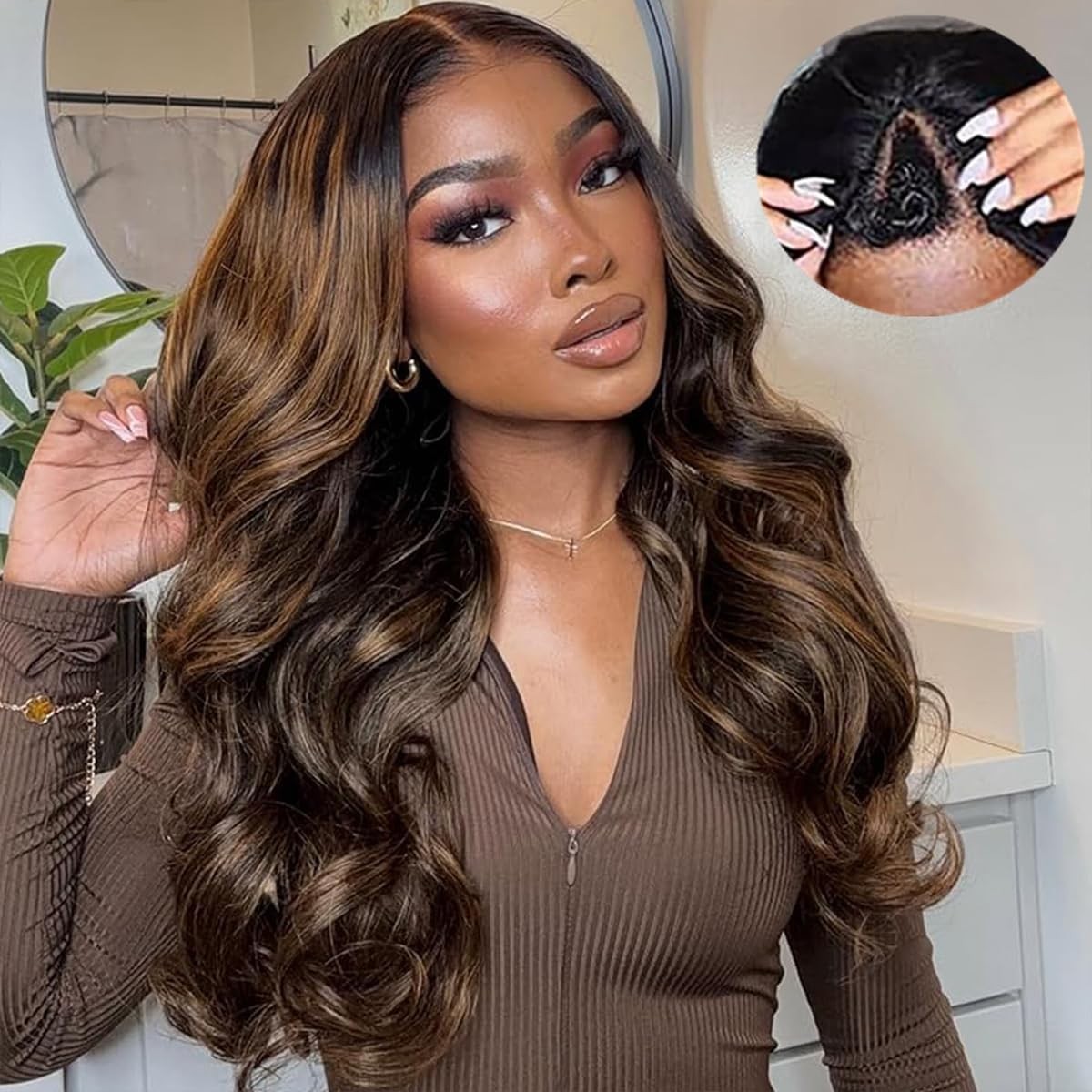 Emistar Body Wavy V Part Wig Wear And Go Glueless Upgrade U Part Wig Highlight