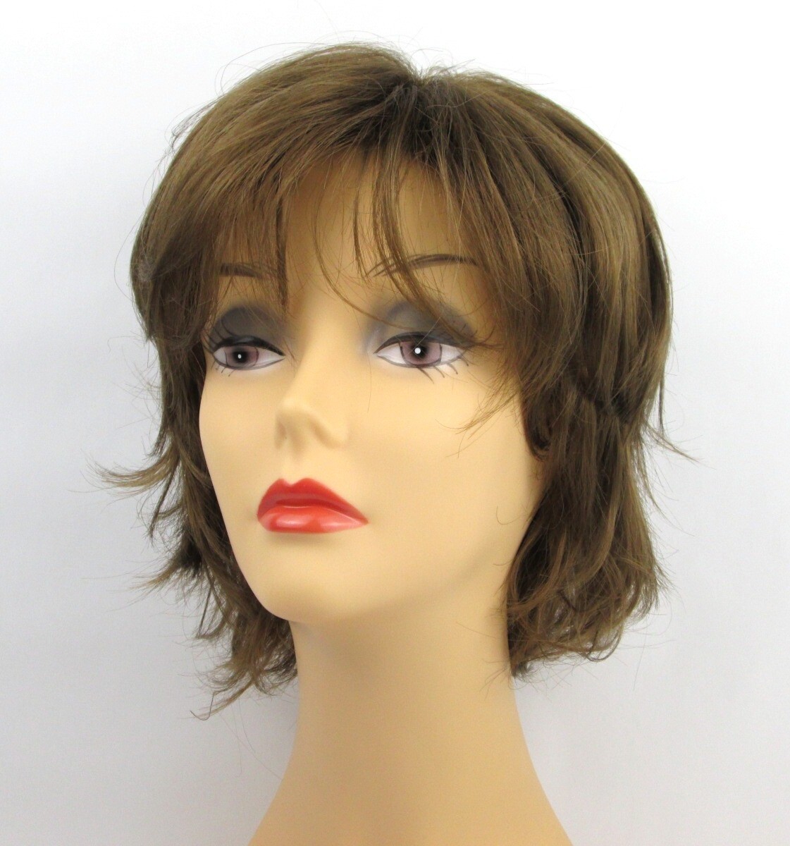 WOMENS SHORT STRAIGHT HAIR SHAG STYLE WIG W/ LOTS OF LAYERS & WISPY BANGS SWANNA