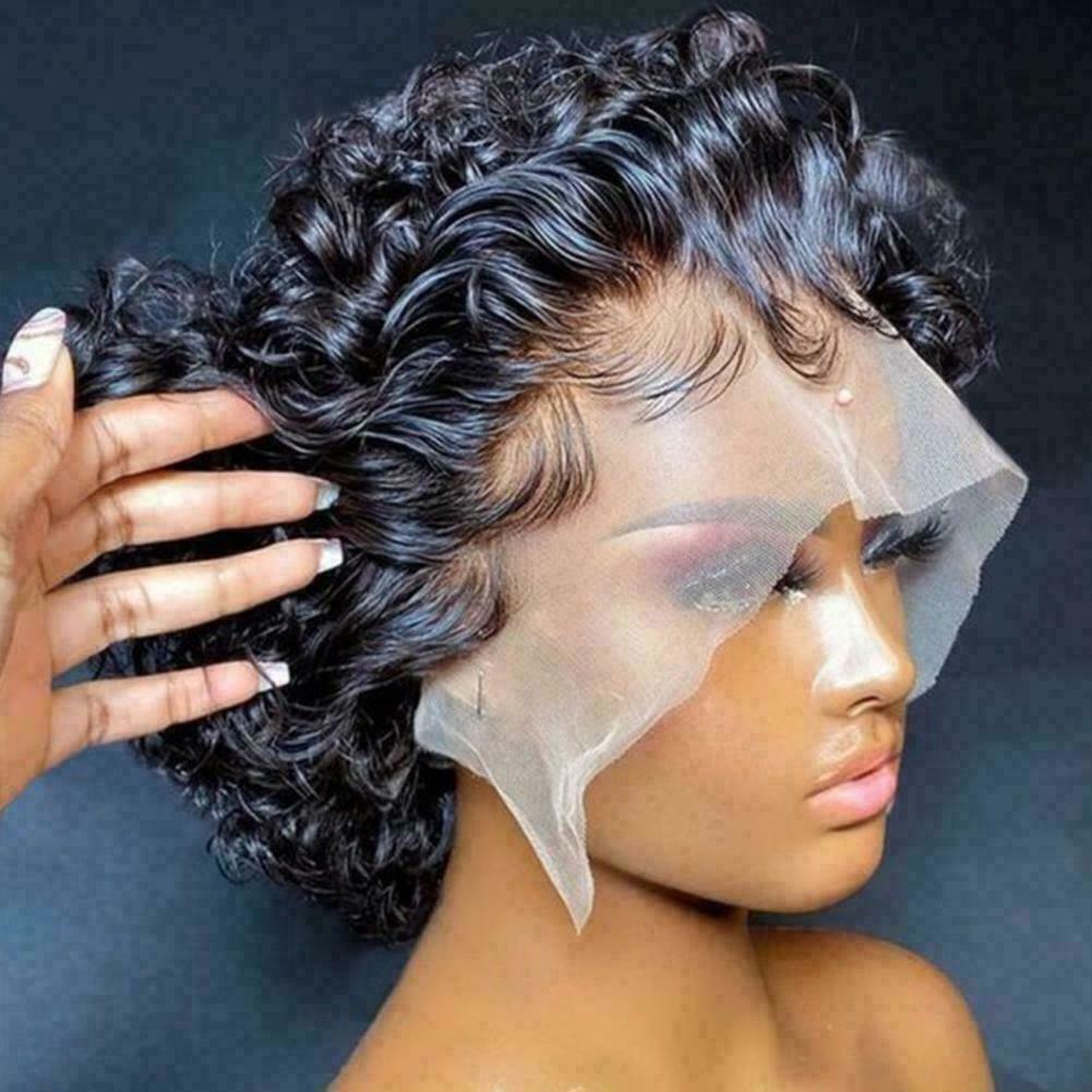 Short Curly Lace Front Wigs Human Hair 13X1 Pixie Cut Short Curly Human Hair Wig