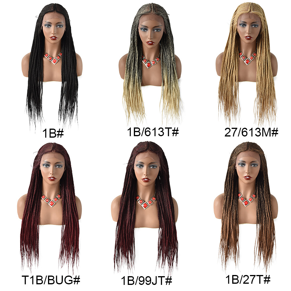 Micro Box Braids Women Wigs Baby Hair Swiss Lace Front Lightweight 30″ Long Hair
