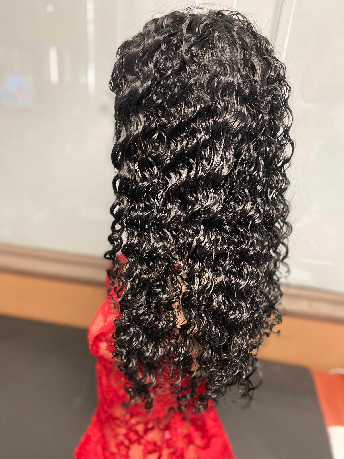 Women 23″ Long Natural Curly Wavy Ladies Synthetic Hair Wigs Brazilian Black Wig