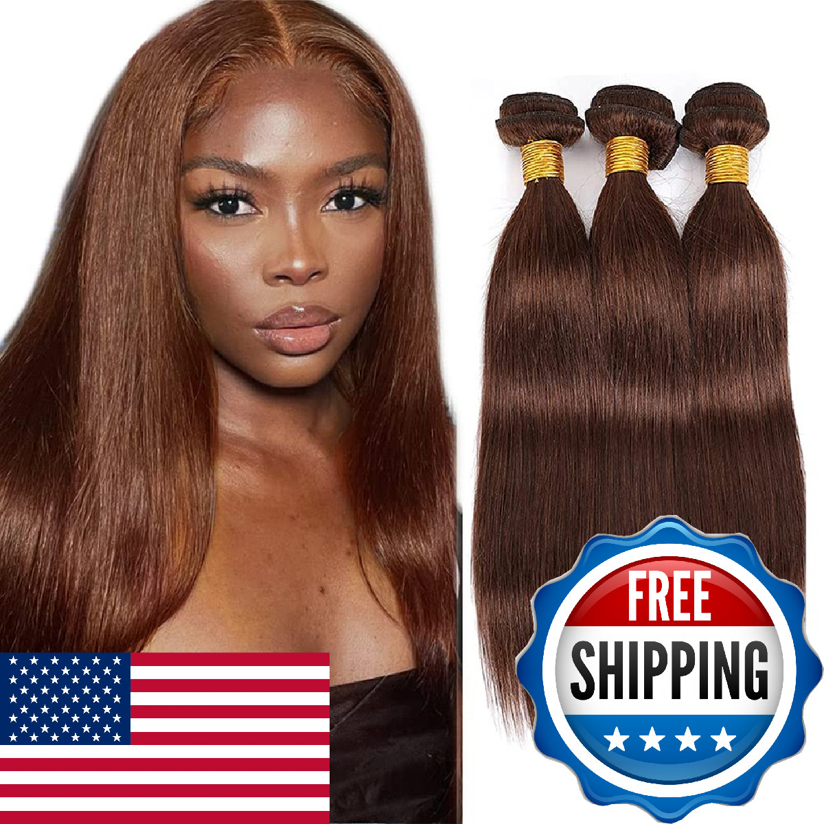 Heumhrn 4 Brown Bundles Human Hair Chocolate Straight Bundles 28 30 32 Inch