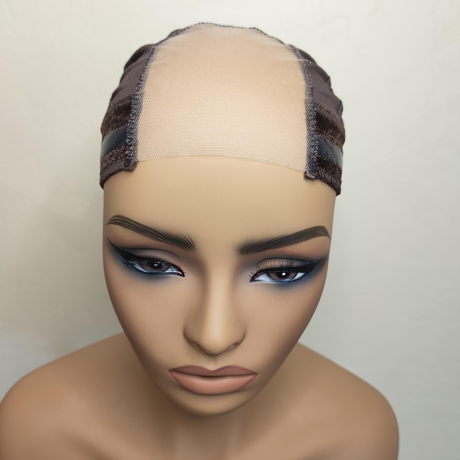 Wig Grip Cap | Adjustable with Wide Lace | Silicone | Small, Brown