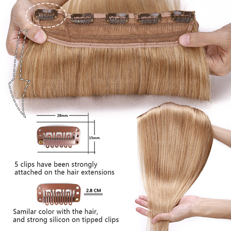 One Piece Clip in Remy 100% Human Remi Hair Extensions 3/4 Full Head Weft 22″24″