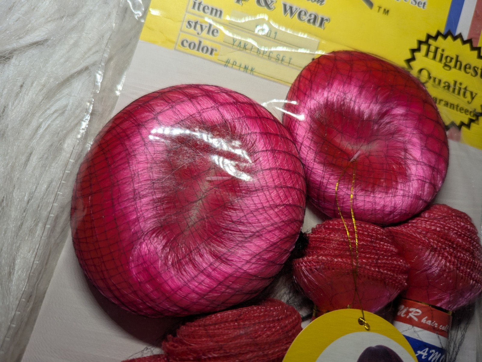 AMOUR Pink 6 Piece Hair Collection Wrap & Wear Faux Hair Wig 100% Japanese Fiber